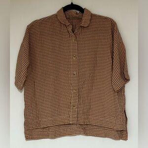 Everlane Rust Orange Checkered Oversize Button Front Women’s Shirt Size XXS